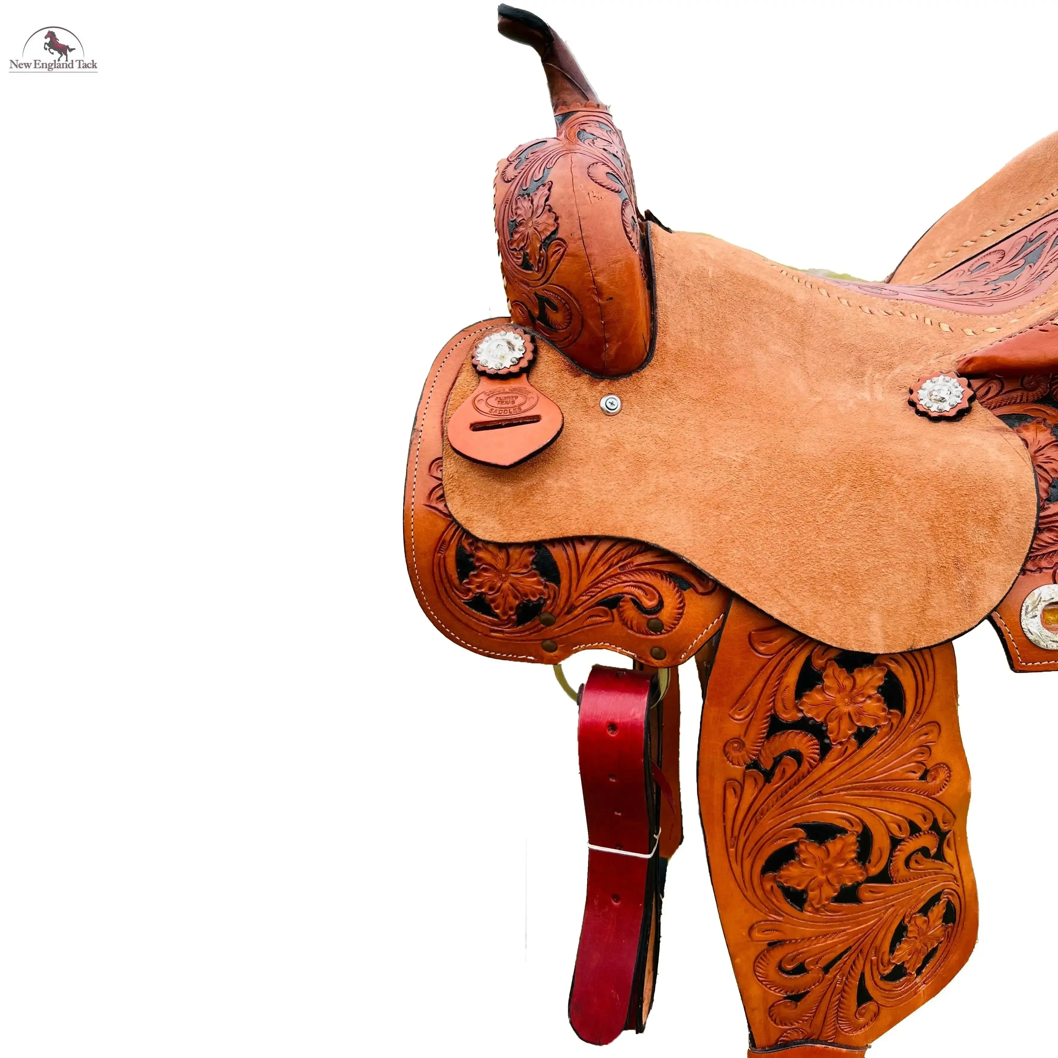 Resistance Youth Western Floral Tooled Leather Hard Seat Saddle
