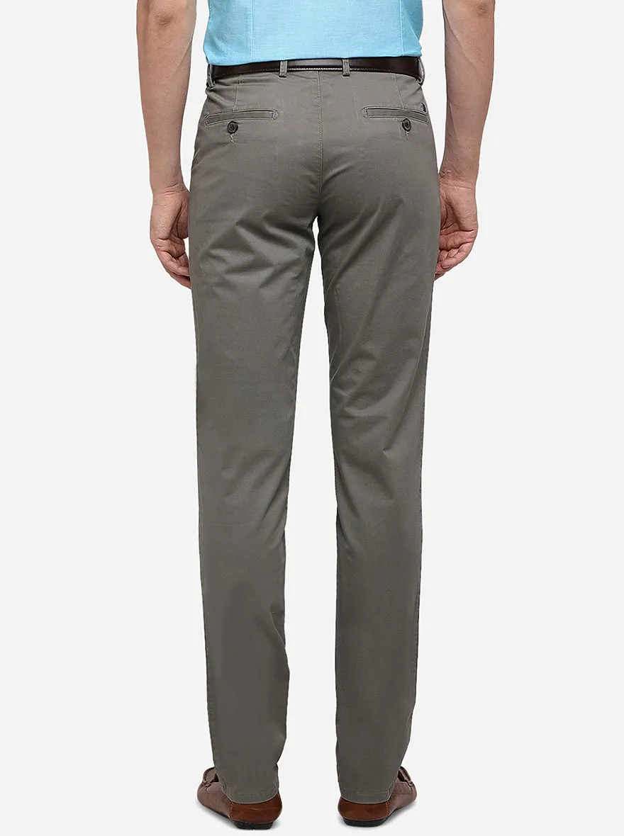 Shadow Grey Solid Slim Fit Casual Trouser | JadeBlue