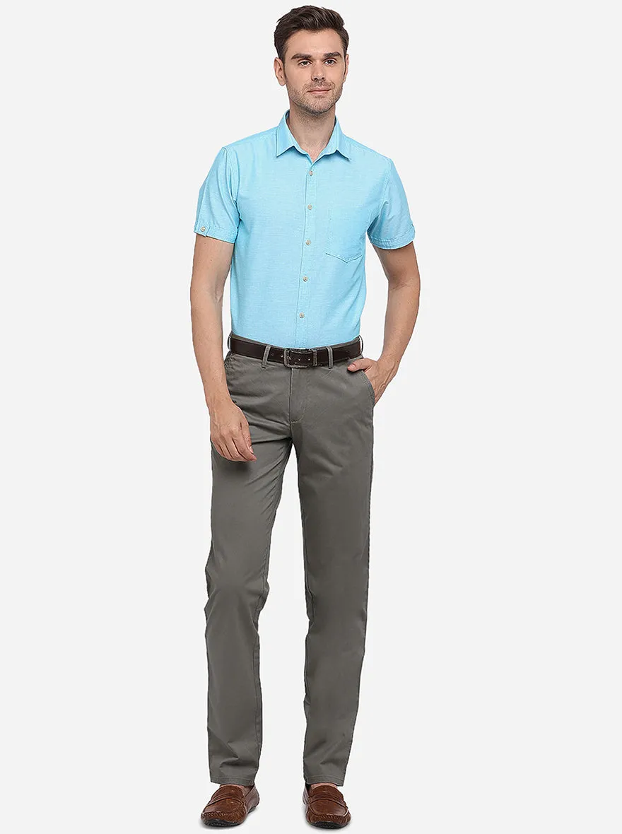 Shadow Grey Solid Slim Fit Casual Trouser | JadeBlue