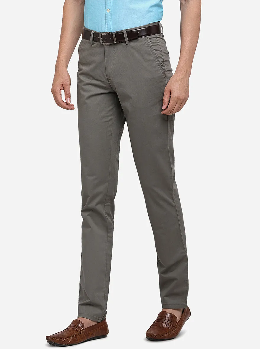 Shadow Grey Solid Slim Fit Casual Trouser | JadeBlue