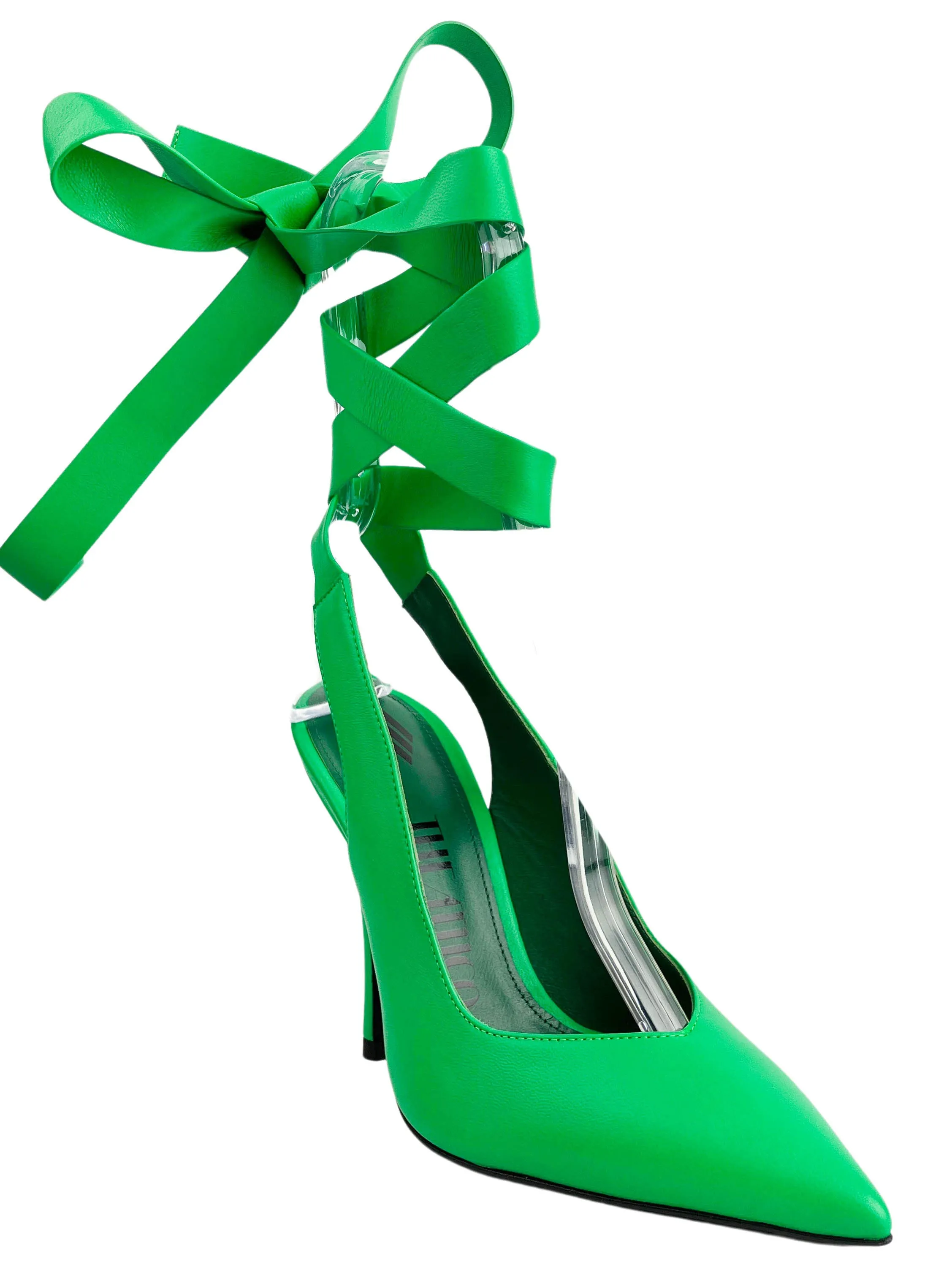 The Attico Venus Ribbon Slingbacks in Apple Green