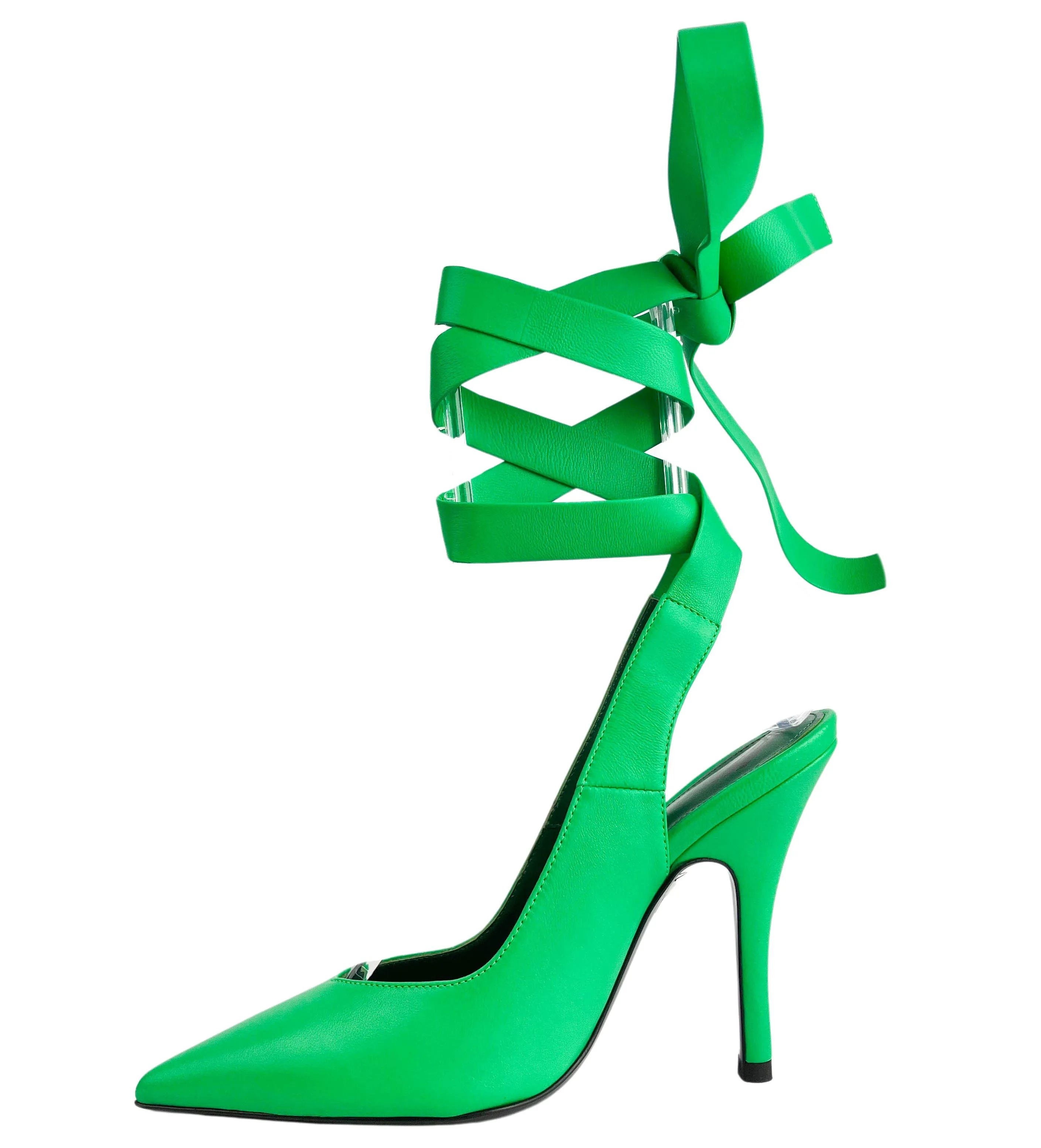 The Attico Venus Ribbon Slingbacks in Apple Green