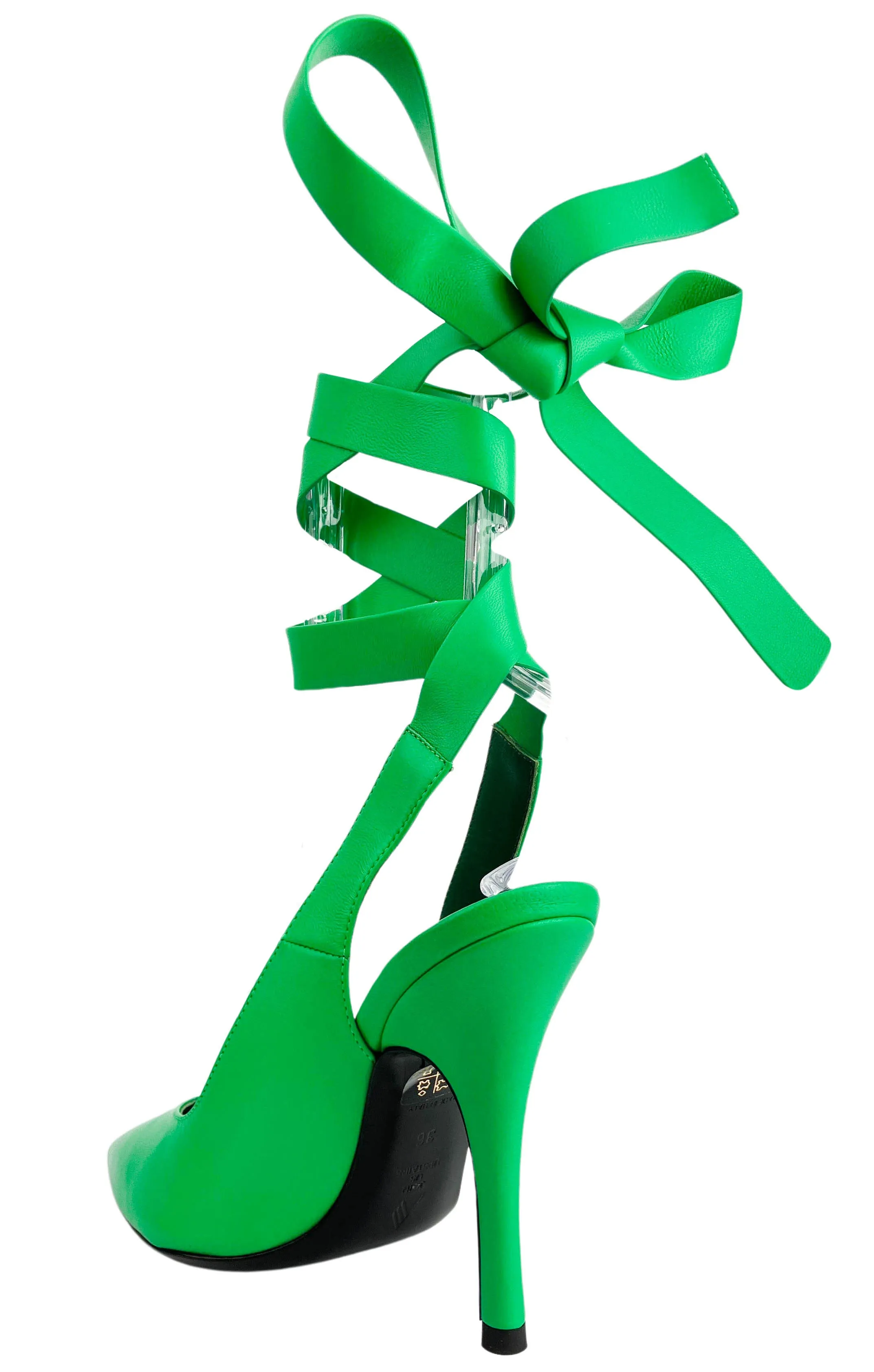 The Attico Venus Ribbon Slingbacks in Apple Green