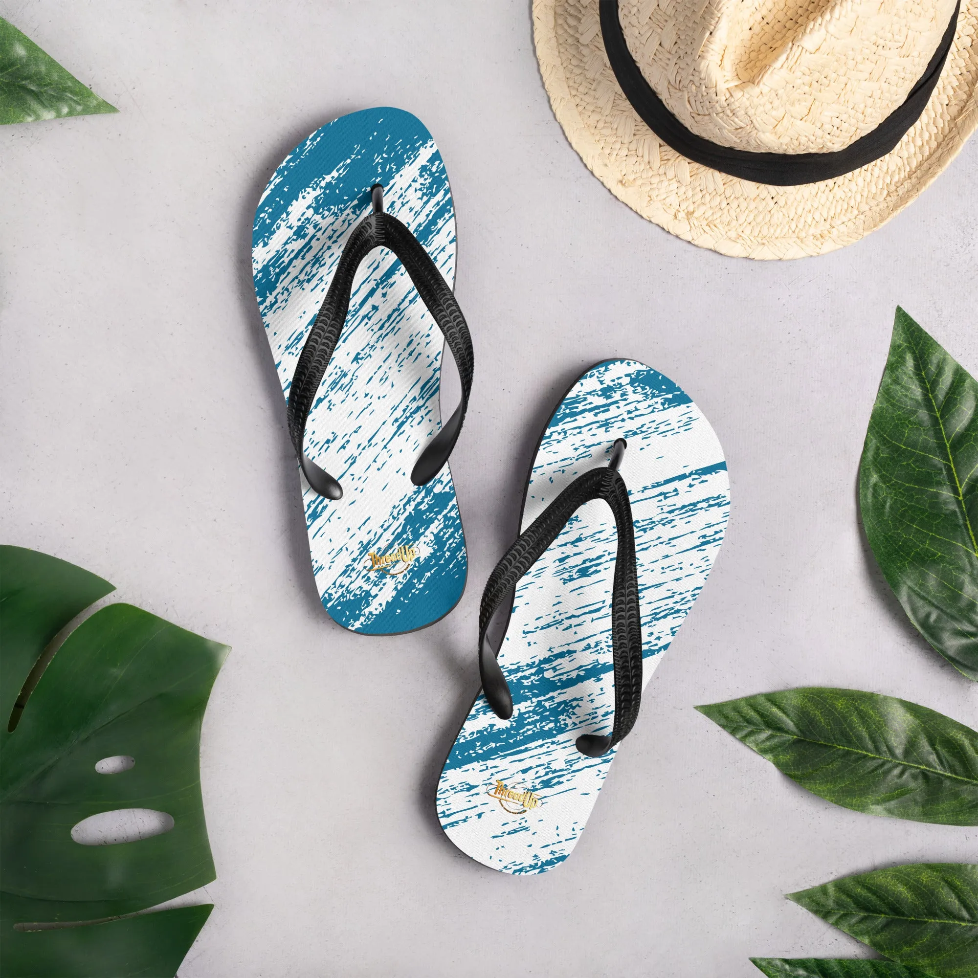 Unisex Flip-Flops - Blue & White