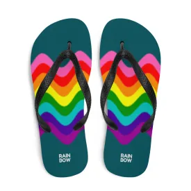 Wavy Original Pride Flag On Blue Flip-Flops