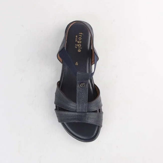 Wider Fit Slingback Flat Sandal in Navy - 11016