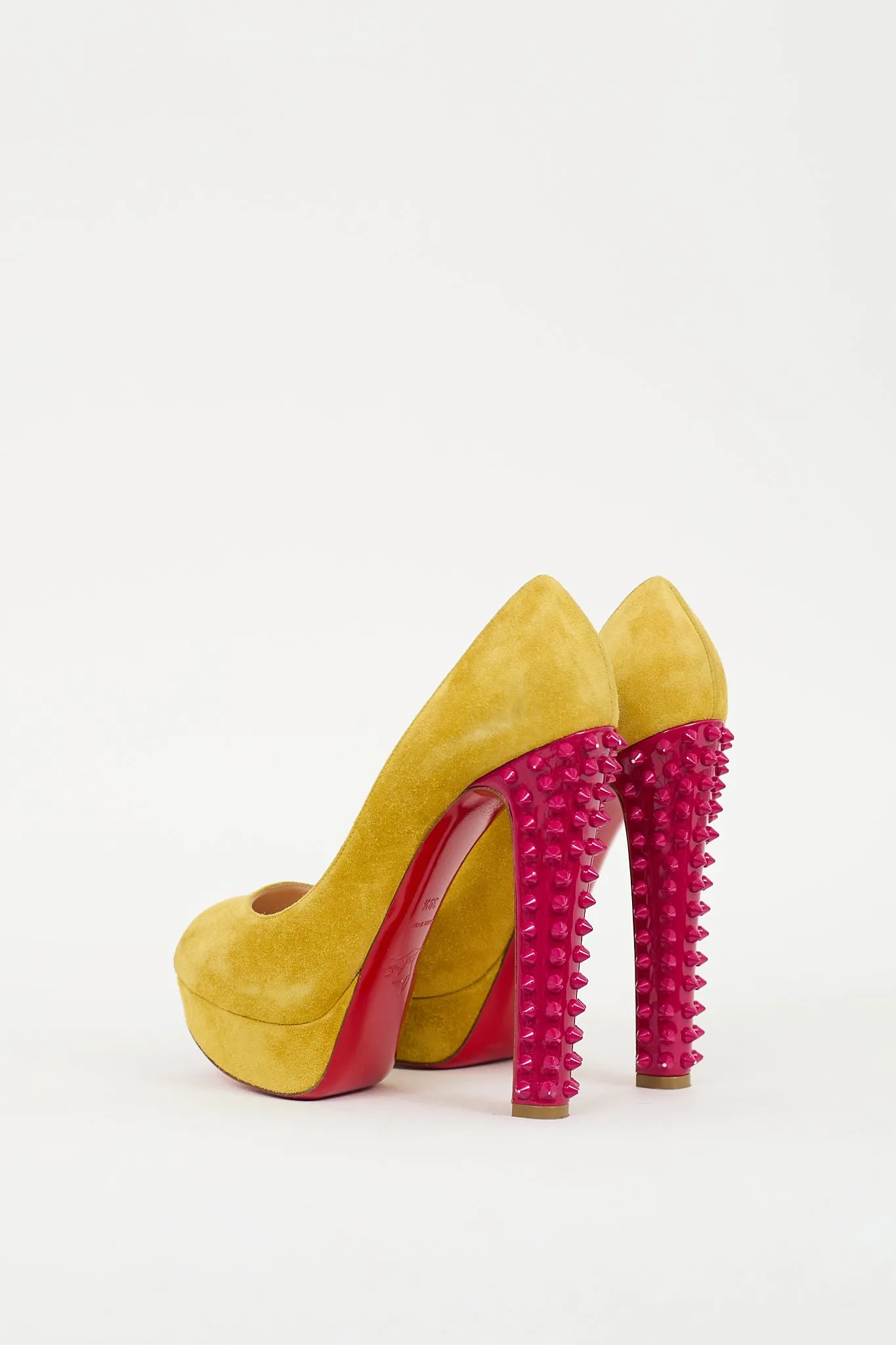 Yellow & Pink Suede Studded Babel Clou Pump