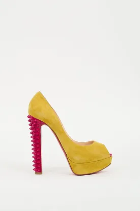 Yellow & Pink Suede Studded Babel Clou Pump